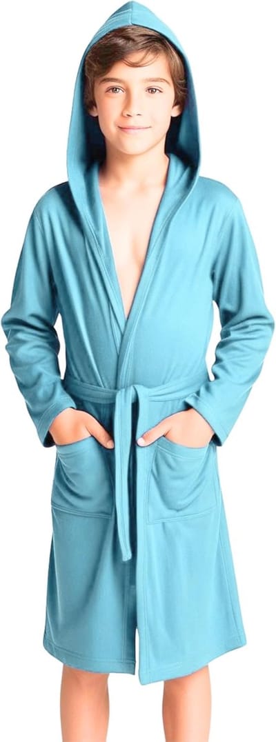 Kinderbadjas - Fleece badjas - Na het badderen - Lichtgewicht en praktisch - 4-14 jaar - Blauw