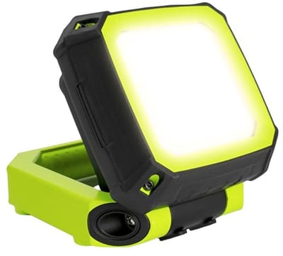 Compacte bewegingsgevoelige led-werklamp met USB-poorten, 2 verlichtingsmodi, draaggreep en haken, weerbestendig, IP54, IK07
