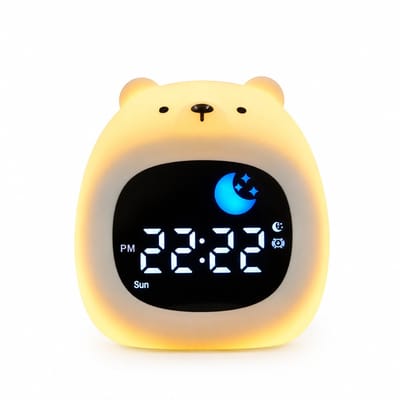 Innovastore Slaaptrainer - Kinderwekker - Slaaptrainingsklok - Aanraaknachtlampje - Digitale wekker - RGB Light - Beervormig