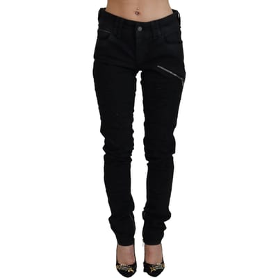 John Galliano Zwarte Katoenen Middelhoge Skinny Slim Fit Jeans voor Vrouwen