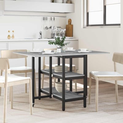 vidaXL - Eettafel - 122 - x - 80 - x - 76,5 - cm - Bewerkt - hout - Grijs - Sonoma