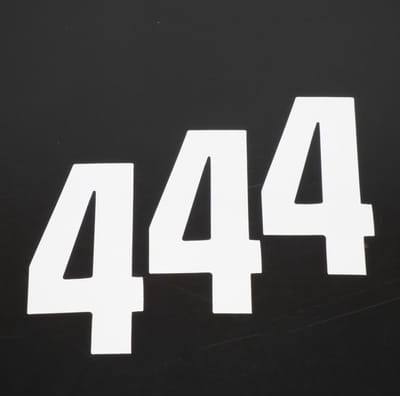 Autocollant lot stickers numéro course chiffre quatre 4 blanc 160x75mm pour motocross