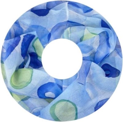 Dunne Colsjaal - Print - Blauw/Ecru - 80 x 50 cm (20256#)
