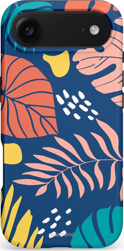 Casetastic hoesje geschikt voor Apple iPhone Air - MagSafe - Dubbellaagse bescherming - Zwoele avond - Fashion Case - Donkerblauw Perzik Goud Koraal