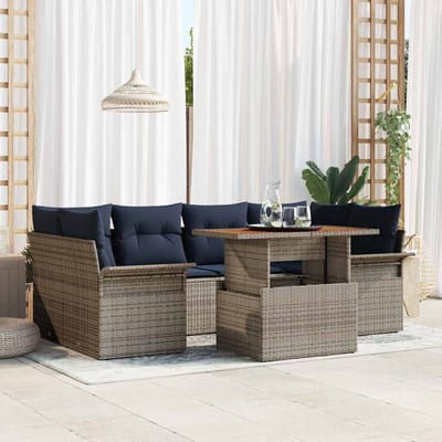 vidaXL - Tuinbank - Set - 7 - st - grijs - en - marineblauw