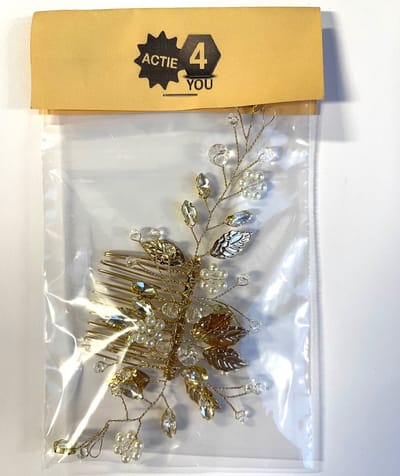 Actie4you® - Haarspeld Bruiloft - Bloem parel Hoofdtooi - Bruids Kristal Blad - Diadeem - Haaraccessoires voor Vrouwen en Meisjes - Goudkleurig