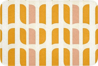 Badmat 90x60 cm - Antislip - Geometrisch - Patroon - Geel - Roze - Badmatten voor badkamer - Badkamermat - Douchemat - Badkamer mat