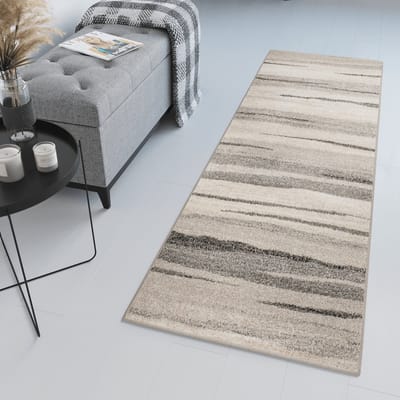 Tapiso Sari Tapijt Loper Beige Grijs Woonkamer Gang Vloerkleed Maat- 80x100