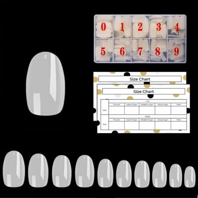 Goodbitz® - Nageltips - Ovaal - 500 stuks - Ovaal kort - Nailtips - Nepnagels - Kunstnagels - Plaknagels Nageltips naturel - Nagel tips naturel - Full cover Nailtips - Full cover nageltips - Nageltips 500 stuks - Nagel tips acryl - Nagel tips