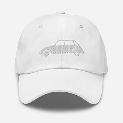 De2pktjes - Blanc Alaska geborduurde pet (voor en achter) Citroën Dyane - Wit