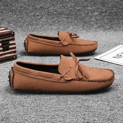 Outdoor Designer Heren Loafers Mode Suède Leer Man Casual Schoenen Ademend Comfortabel Antislip Instappers Rijschoenen 39 black