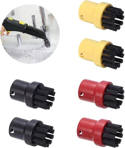 Set van 6 ronde stoomreinigingsborstels voor stoomreinigers - Compatibel met SC1, SC2, SC3, SC4, SC5, SC6 en SC7 - Ideaal voor grondige reiniging en onderhoud