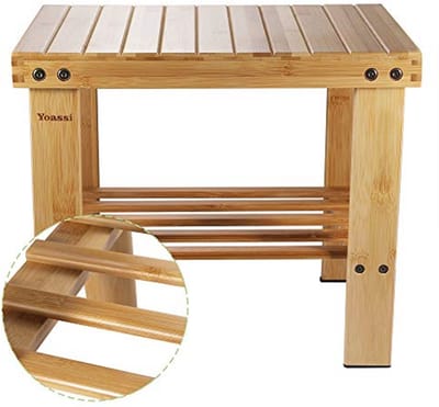 Vintage Bamboe Voetenbankje en Kruk - Antislip, Multifunctioneel, 39x25x34 cm