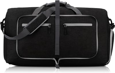Ruime Vouwbare Reisbagage 60L met Schoencompartiment voor Sport en Vakantie, Zwart, Modern en Functioneel