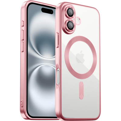 Coverzs luxe Magneet hoesje geschikt voor iPhone 17 met camera cover (Rosegoud) – premium magnetisch case met sterke bescherming en perfecte pasvorm