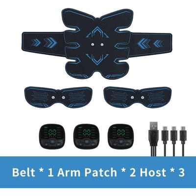 EMS Draadloze Spierstimulator Trainer Riem Abs Toner Body Slim Workout Elektrische Gewichtsverlies Stickers Vetverbranding Thuis Gym Fitness blue black