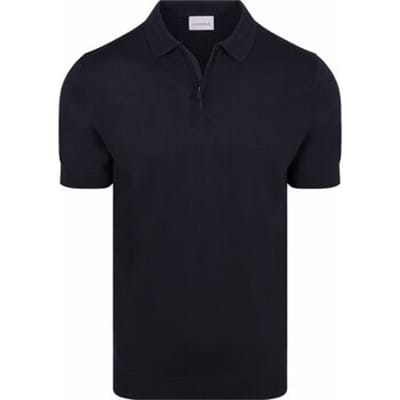 Suitable Knitted Half Zip Polo Dan Donkerblauw (navy) - Maat XXL - Heren - Polo shirt Heren met Korte mouw