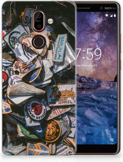 Nokia 7 Plus Siliconen Hoesje met foto Badges