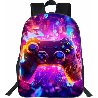 Digitaal geprinte GamePad gamecontroller, kinderrugzak, rugzak voor leerlingen van de middelbare school, jongens en meisjes purple