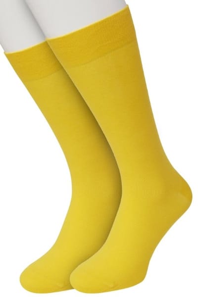Bonnie Doon Basic Sokken Heren Geel maat 40/46 - 2 paar - Basis Katoenen Sok - Gladde Naden - Brede Boord - Uitstekend Draagcomfort - Goede Pasvorm - 2-pack - Multipack - Effen - Yellow - OL6324012.397