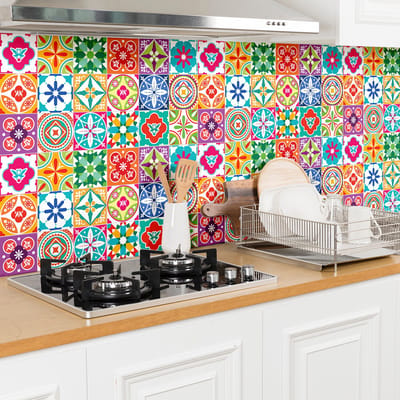 Zelfklevende tegelmuurstickers voor keuken en badkamer - 30 Azulejos Zorana tegelstickers - 30 stickers 15x15cm