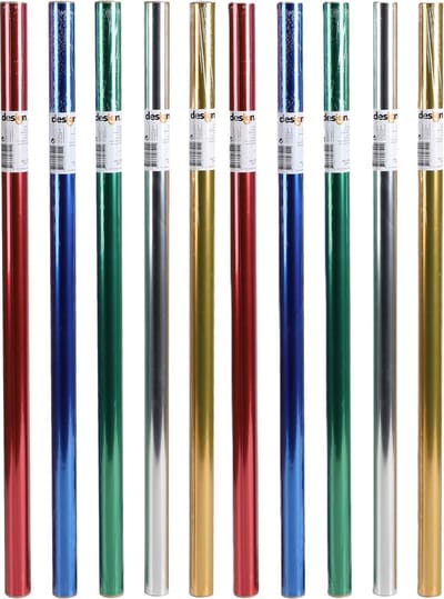 Urban Living Inpakpapier/cadeaupapier - 10x stuks rollen - feest/verjaardag - 150 x 70 cm - metallic papier/folie - mix kleuren
