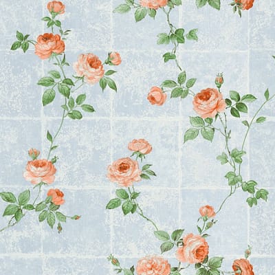 Bloemen behang Profhome 345011-GU vliesbehang licht gestructureerd met bloemen patroon mat rood groen blauw 5,33 m2