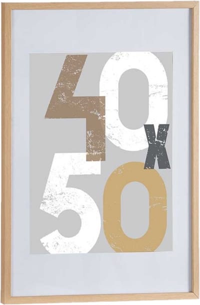 Houten fotolijst - bruin - 50 x 70 cm - fotolijstje - met passe-partout - decoratie