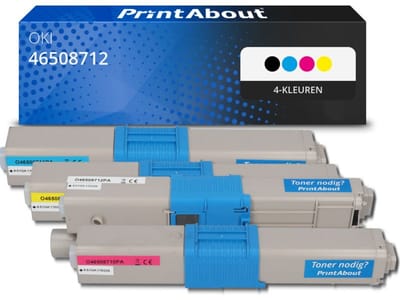 PrintAbout huismerk Toner 46508712 4-kleuren Multipack geschikt voor OKI