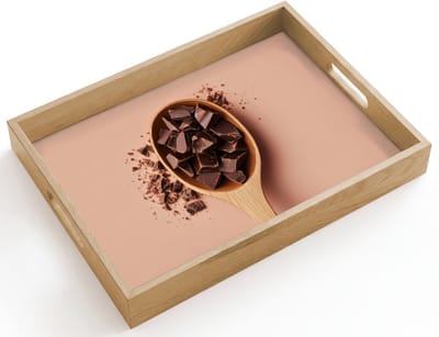 Dienblad hout 40x30 cm - Schootdienblad - Chocola - Hout - Lepel - Borrelplank rechthoek - Plateau dienbladen