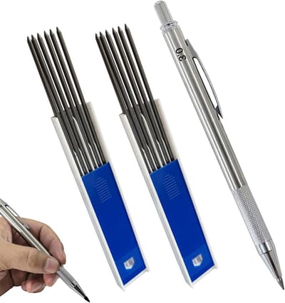 Mechanisch Potlood met Ergonomisch Ontwerp - 1 Stuk Automatisch Potlood + 12 Stuks 3mm (2B) Grafiet, Ideaal voor Schrijven, Schetsen en Tekenen
