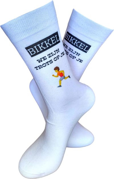 Trots op jou Bikkel - Rennen - Hardlopen - Wielren - Het is je gelukt - Kanjer - Trots - Sporten - Kado - cadeau voor man en vrouw - Lucky Day Socks - Sokken waar je vrolijk van wordt - Maat 37-44