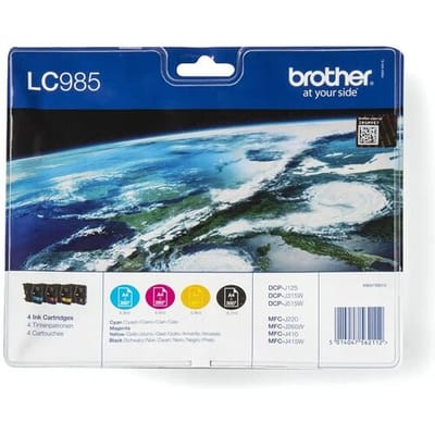 Brother LC985VALBPDR - Value Pack - 4-Pack (Balck Yellow Cyan Magenta) Ink - Inktpatroon Cyaan