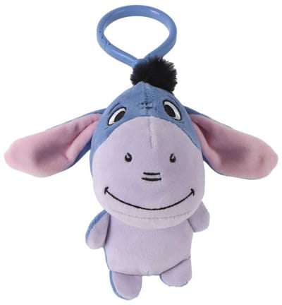 Disney Winnie de Poeh Blauwe Eeyore 3D pluche figuur met haak, tasaccessoire 13 cm