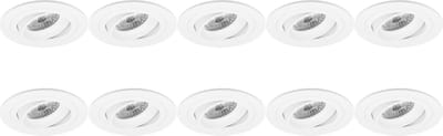 Spot Armatuur 10 Pack - Proma Alpin Pro - GU10 Inbouwspot - Rond - Wit - Aluminium - Kantelbaar - Ø92mm