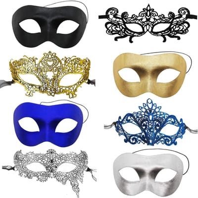 Dailygoods- Oogmasker 8 Stuks - Kanten Masker - Paarmasken - Carnaval - Halloween - Duurzaam Polyester