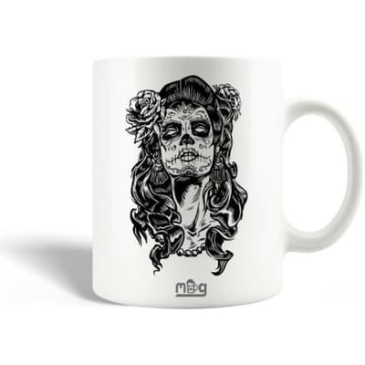 Mug en Céramique Tête de mort du Fille Noire Blanche du mexique