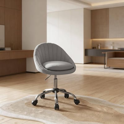 Wishdor Bureaustoel 52 x 52 x 72-82 cm 360° draaibaar met wielen zonder armleuningen lichtgrijs
