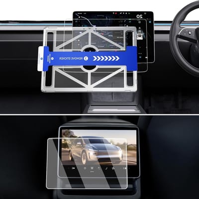 Set van 2 beschermfolies voor Tesla Model Y (2025) en Model 3 (2024-2025) - Mat anti-glare 15,4 inch navigatiefolie met positioneringshulp en 8 inch achterdisplayfolie 9H