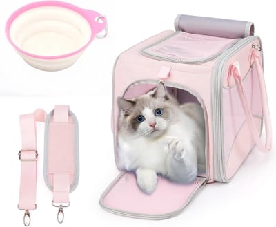 Kattendrager - Draagbare tas - Reizen met huisdier - Luchtvaartmaatschappij goedgekeurd - Max 6.8 kg - Roze