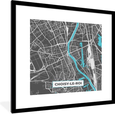Fotolijst incl. Poster - Stadskaart - Frankrijk - Kaart - Plattegrond - Coisy-le-Roi - 40x40 cm - Posterlijst