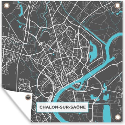 Tuin poster Chalon-sur-Saône - Frankrijk - Kaart - Plattegrond - Stadskaart - 200x200 cm - Tuindoek