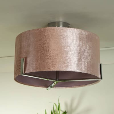 Searchlight Plafondlamp Kyran, rood, metaal, fluweel, Ø 40 cm, E27