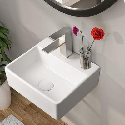 Keramische Wastafel - Waskom Wandmontage - Badkamer Opfrissen - Nanoglazuur Oppervlak - 32x29x11cm - Wit