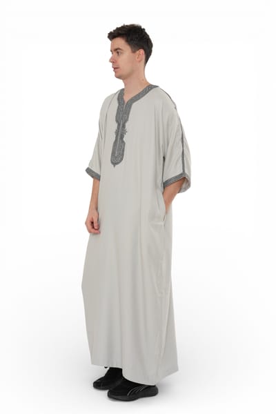 Heren grijze houtskool Marokkaanse Thobe Robe Eid Djellaba Gandoura Jubba- HM65