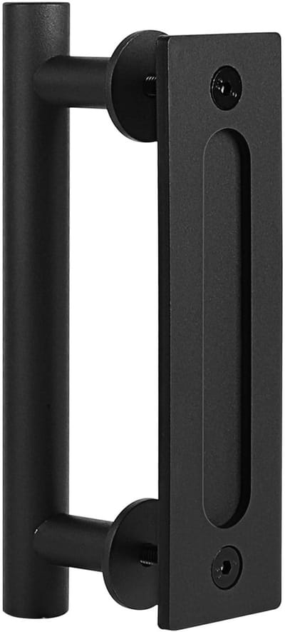Allecto - Barn Door Handle - Deurhendel - Modern Design - 24cm - Zwart - Trekhandvat - Geschikt voor Keuken - Carbon Staal