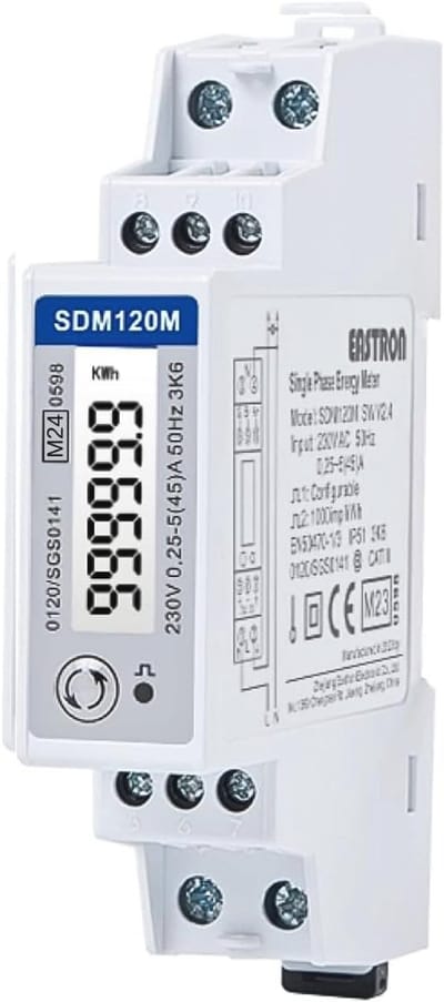 Eenfasige Modbus Stroommeter – 45A kWh Meter met Digitaal LCD-display en Achtergrondverlichting