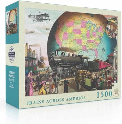 New York Puzzle Company Puzzel Trains Across America - 1500 stukjes