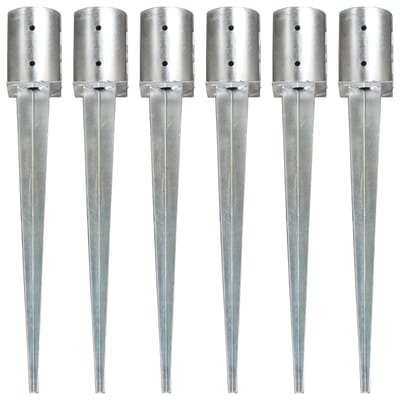 vidaXL - Grondpinnen - 6 - st - 10x76 - cm - gegalvaniseerd - staal - zilverkleurig