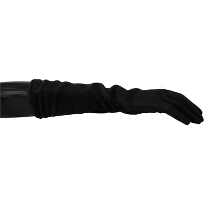 Dolce & Gabbana Vrouwen Zwart Grijs Mid Arm Lengte Wollen Handschoenen